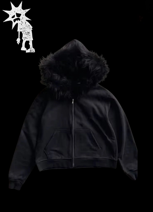 ‘BLXCK FUR’ HOODIE 𖦏